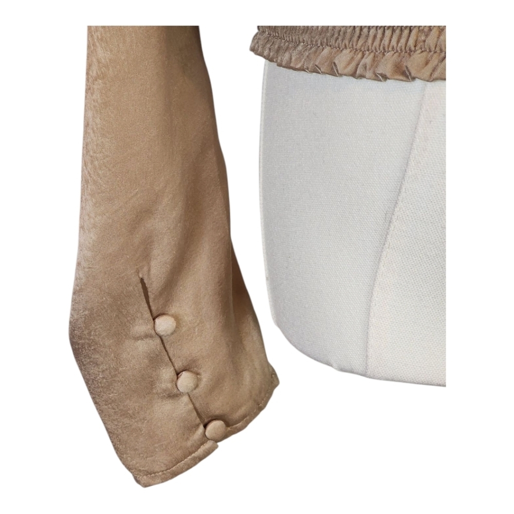 A. Calin by Flying Tomato Champagne Puff Sleeve Blouse Size Large - Picture 8 of 9